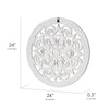 Distressed Wood Framed Round White Floral Wall Accent Medallion - 24"